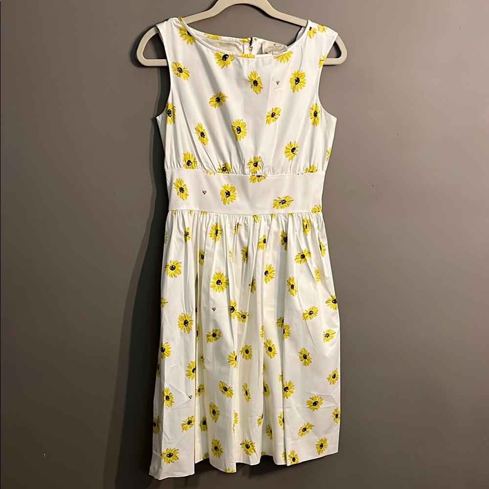 Kate Spade Daisy Dot Lyric Cream Midi Sundress with Yellow Floral Print